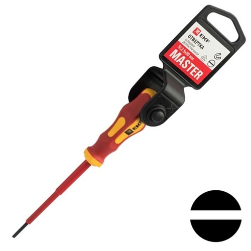 Отвертка плоская диэлектрическая шлиц 2,5х0,4мм Master SL2.5x80 мм VDE 1000В EKF Basic sl-2.5-80-mas-in
