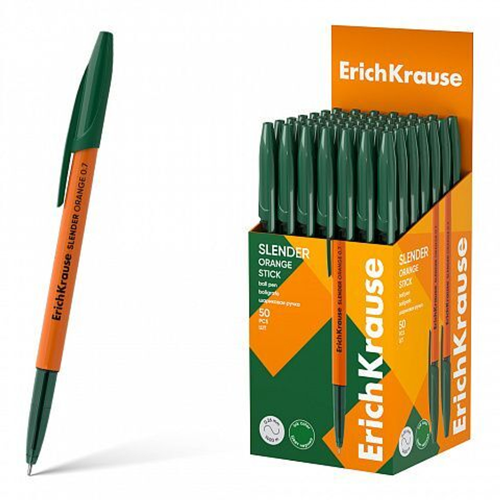 Ручка шар. EK Slender Stick Orange 0.7, Super Glide Technology, цвет чернил зеленый