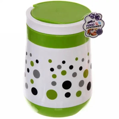 Термос пищевой 1,4л «Горошек» со стеклянной колбой (контейнер и ложка в комплекте)