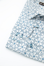 Рубашка с бело-голубым принтом "Кувыркающиеся хвосты"