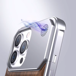 Арома-чехол для iPhone 15, алюминиевый текстура дерево