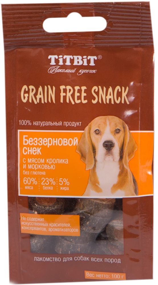 Снек Grain Free беззерновой с мясом кролика и морковью (100 г)