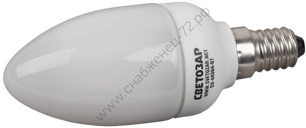 Энергосберегающая лампа СВЕТОЗАР ″СВЕЧА″, цоколь E14(миньон), дневной белый свет (4000 К), 6000 час, 7Вт(35)