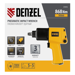 Ударный пневмогайковерт IW860, 1/2", 7000 об/мин, 868 Нм Denzel
