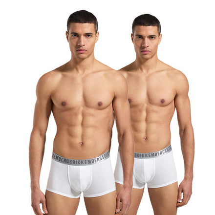 Мужские трусы боксеры белые набор 2в1 Bikkembergs SILVER BKK1UTR11BI