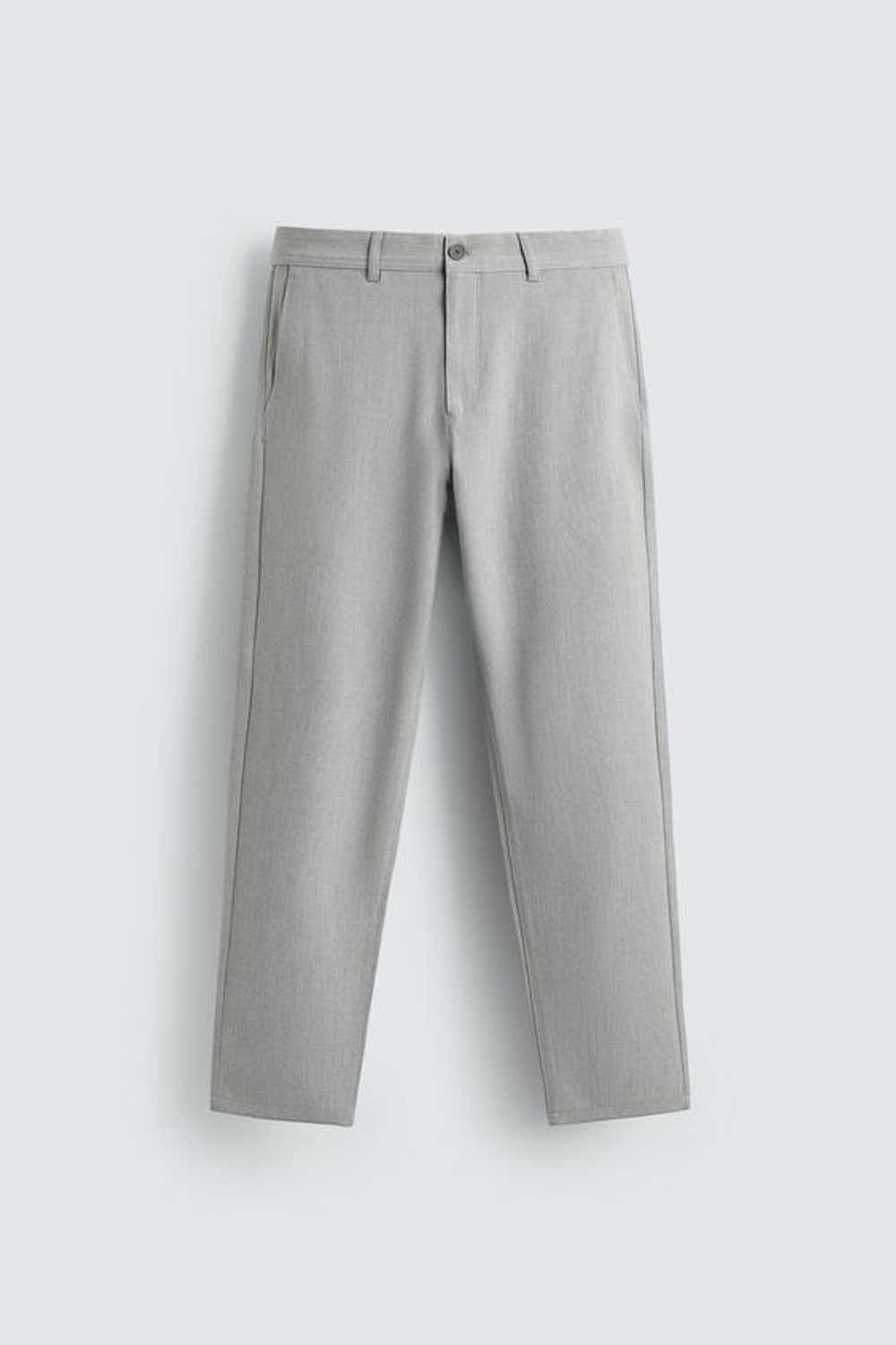 ZARA БРЮКИ ЧИНОС ИЗ КОМФОРТНОЙ РЕЛЬЕФНОЙ ТКАНИ, ЖЕМЧУЖНО-СЕРЫЙ