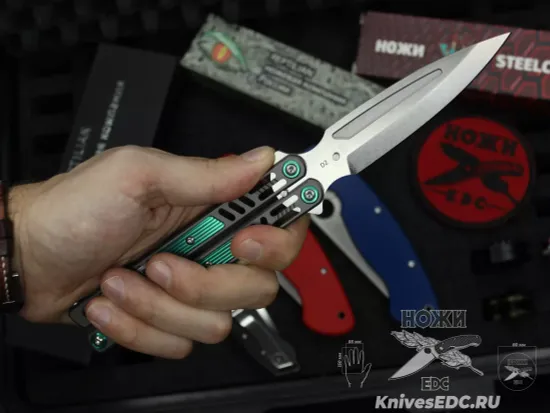 Нож бабочка (балисонг) Reptilian Стикс-03 сталь D2, рукоять сталь + алюминий