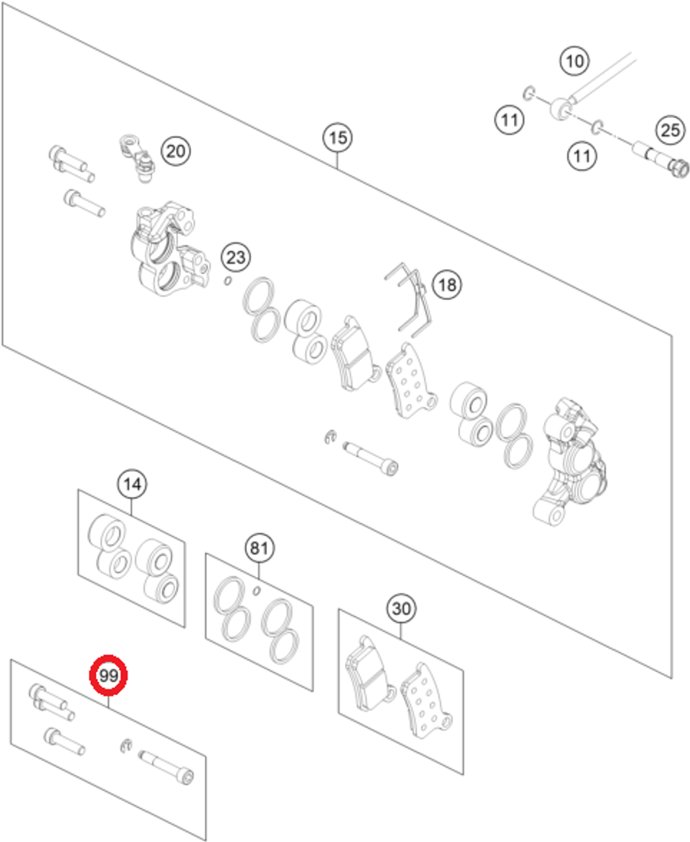 Комплект болтов переднего суппорта KTM, HQV, GASGAS MC-65