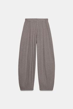 ZARA МЯГКИЕ ШИРОКИЕ БРЮКИ, КОРИЧНЕВЫЙ МЕЛАНЖ