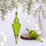 Елочные игрушки «Сияющий кристалл» 5,2*5,2*19 см (набор 2 шт), Зеленый