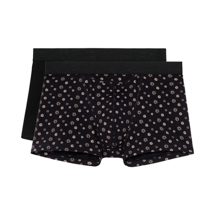 Мужские трусы боксеры набор из 2-х штук (черные, черные с принтом) HOM JOAN #2 Boxer Briefs HO1 2p 402660_40D042