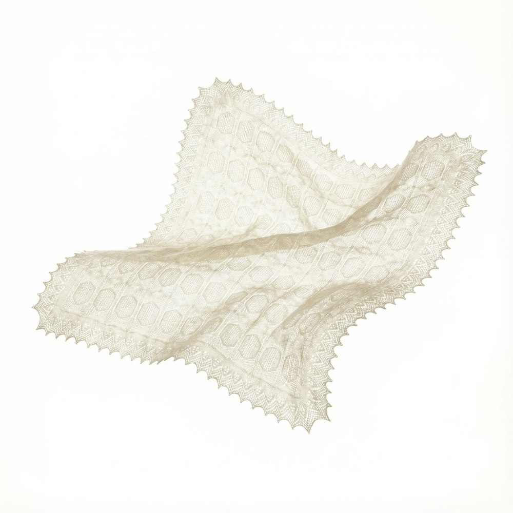 Платок "Северные узоры" из ультрамягкого оренпуха - Экрю