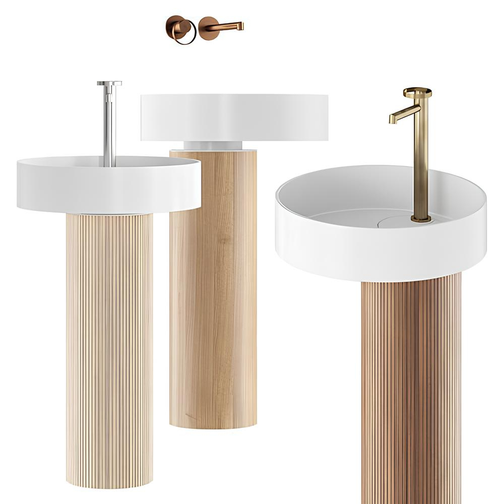 Смеситель для раковины Gessi Anello, высокий, длинный излив, цвет Finox Brushed Nickel