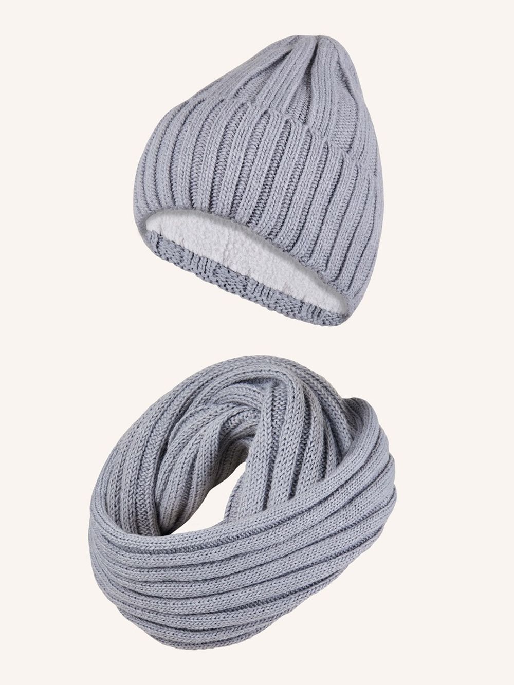 Шапка и снуд серые