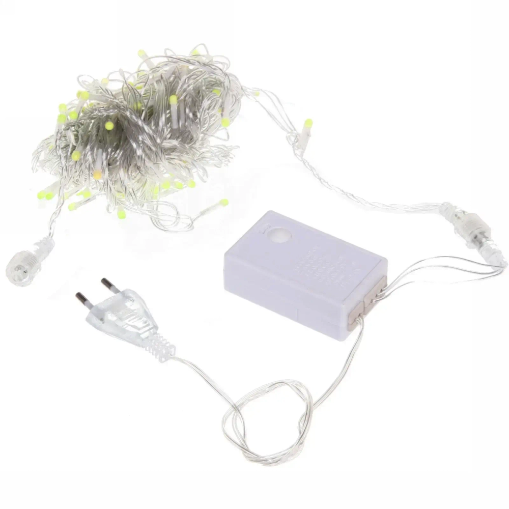 Гирлянда для улицы «Bright light» 10 м 100 ламп LED прозрач.пров.,8 реж, IP-54, Белый (возможность соединения)