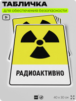 Табличка для обеспечения безопасности "Радиоактивно", для производства, предприятия, организаций, 40х30 см, Silver Plane x Айдентика Технолоджи