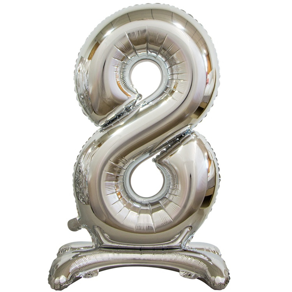 Шар фольгированный Цифра 8 75 см (Серебряный)