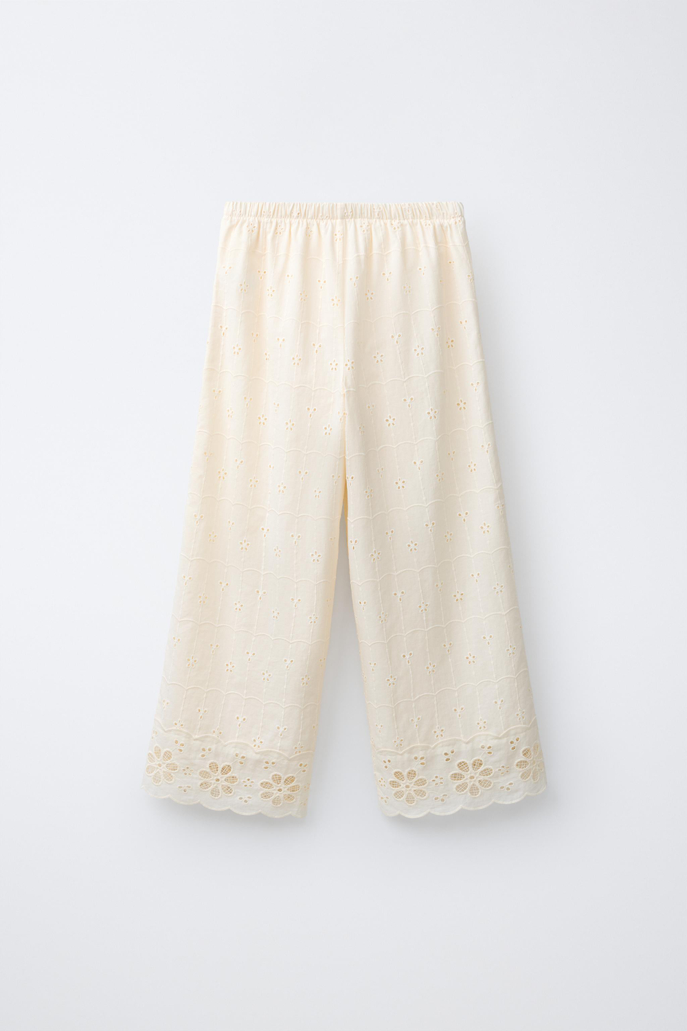 ZARA БРЮКИ WIDE LEG SCHIFFLY, ЭКРЮ