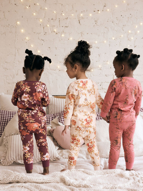 Пижама для девочки Next B30-731, 3 шт., Бордовый, Розовый, Кремовый