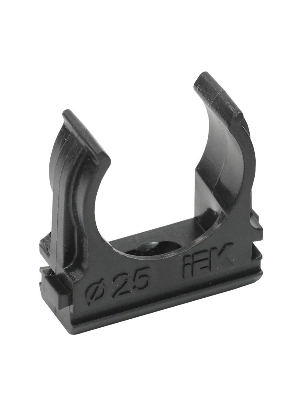 Держатель для труб (клипса) CF25 с защелкой черн. ELASTA IEK CTA10D-CF25-K02-100