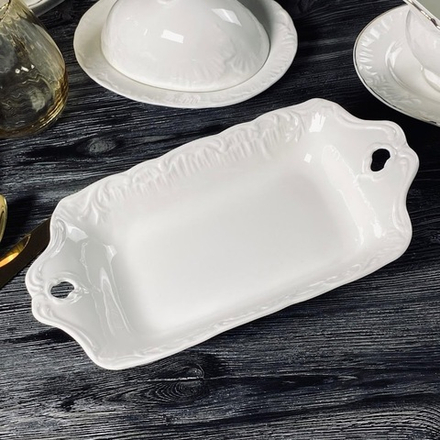 Lenardi 305-035 Прямоугольное глубокое блюдо 28см АВРОРА в под.уп.(х12)Фарфор