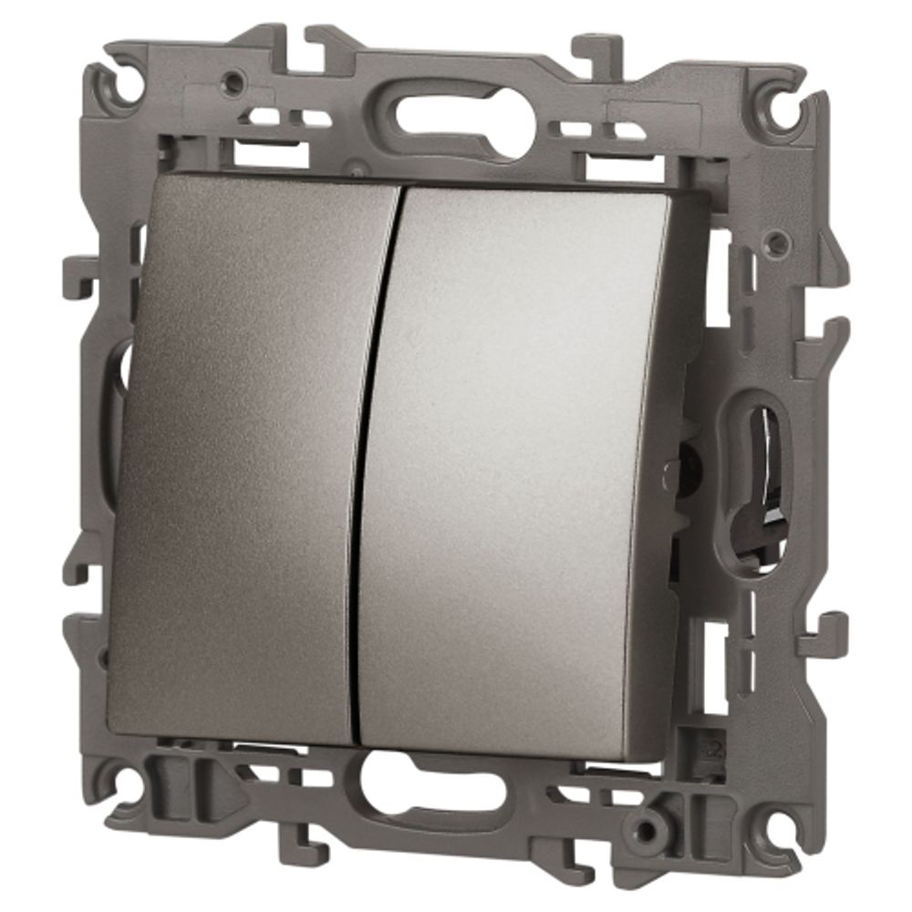 Переключатель ЭРА Elegance 14-1112-16 перекрёстный двойной, 10АХ-250В, титан