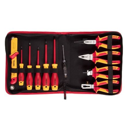 Цена на TOLSEN (TTV83411) Набор инструментов диэлектрических, 11 предметов, в футляре на молнии