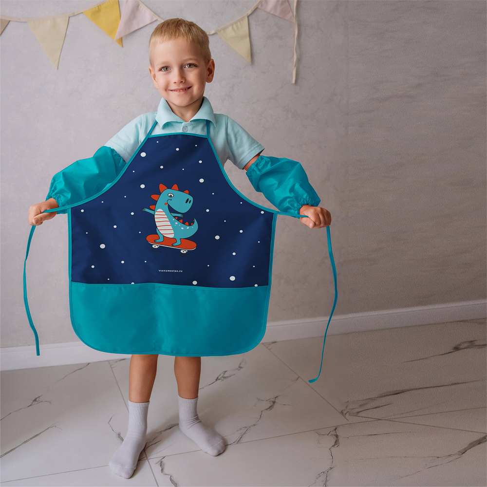 Фартук завязки 49х39 Динозавр (синий)
