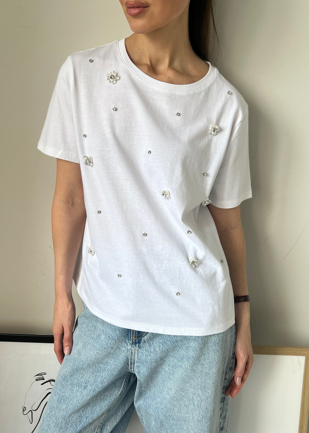 Хлопковая футболка Zara, L