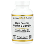 California Gold Nutrition, высокоэффективный комплекс витаминов группы B с метилфолатом и метилом B12, 90 растительных капсул
