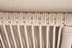 "Канны" угловой модуль плетеный из роупа, основание дуб, роуп бежевый круглый, ткань бежевая 052