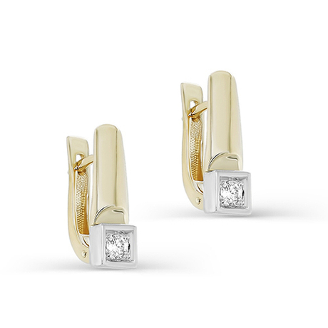 Серьги из золота 585 пробы с 2 Бриллиантами