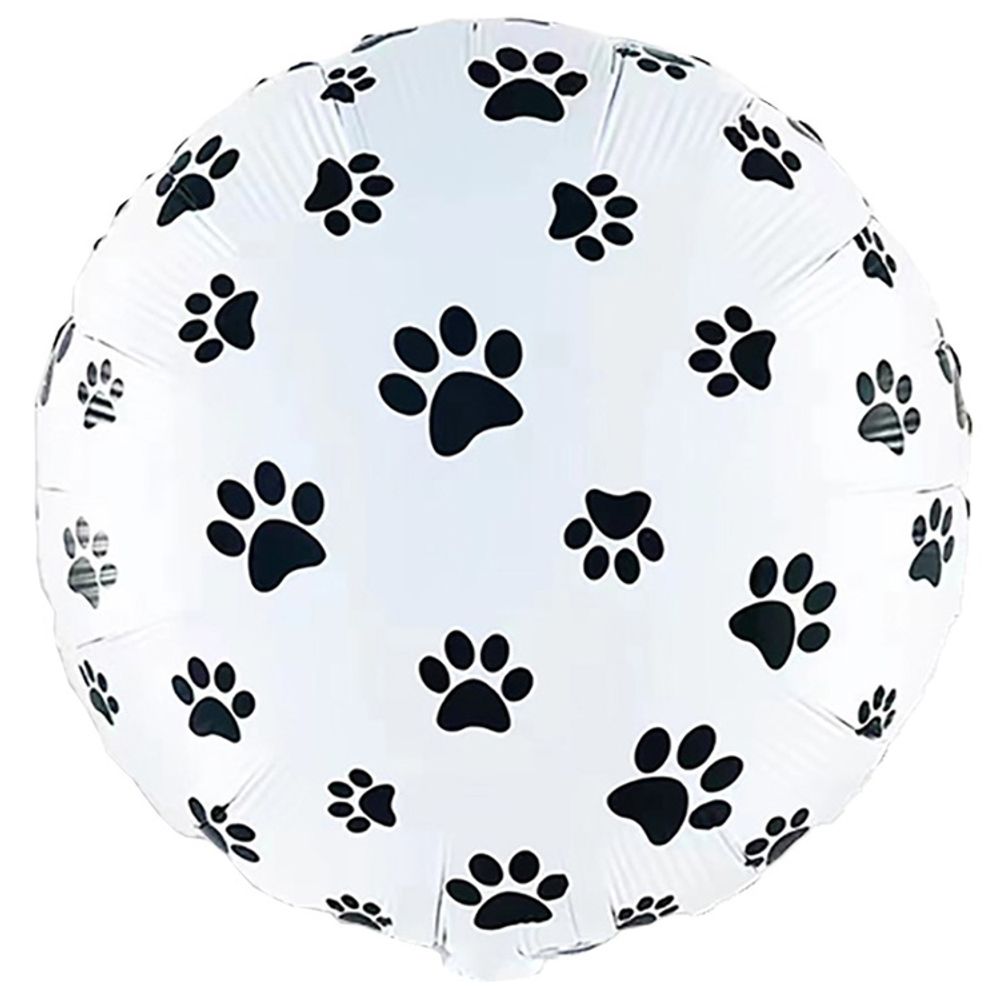 Круглый шар с гелием с изображением следов лапок кошечки или собачки