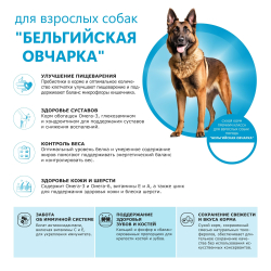 Корм сухой для взрослых собак породы Бельгийская овчарка, премиум полнорационный комплекс, с лососем, 12 кг, QUATTRO