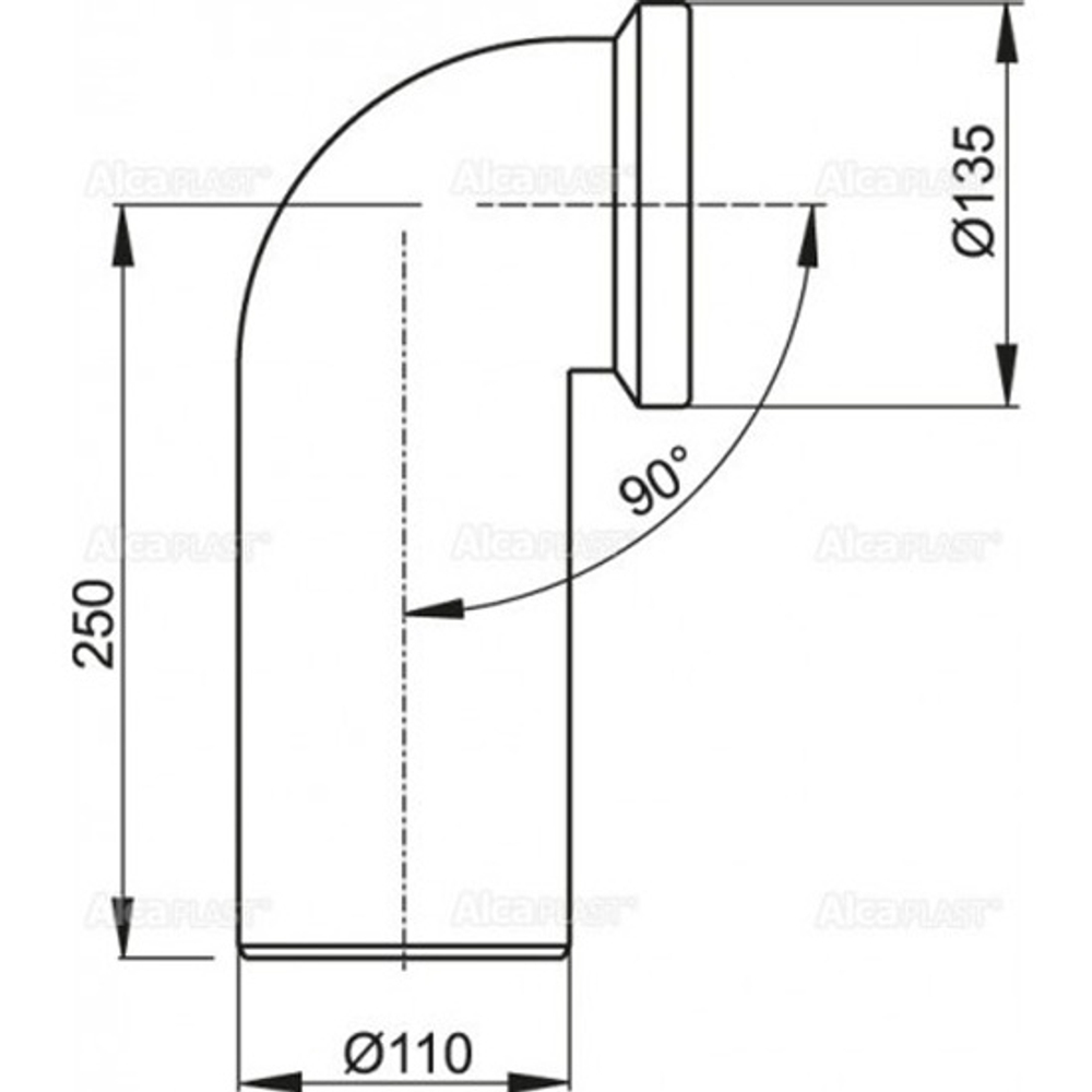 Alcaplast A90-90 Колено для унитаза 90*