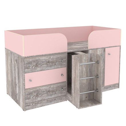 Кровать-чердак КарИВи Малыш 4 Бетон Розовый