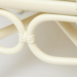 Комплект обеденный "ANDREA GRAND" (стол со стеклом+6 кресел+ подушки) TCH White (белый), Ткань рубчик, цвет кремовый