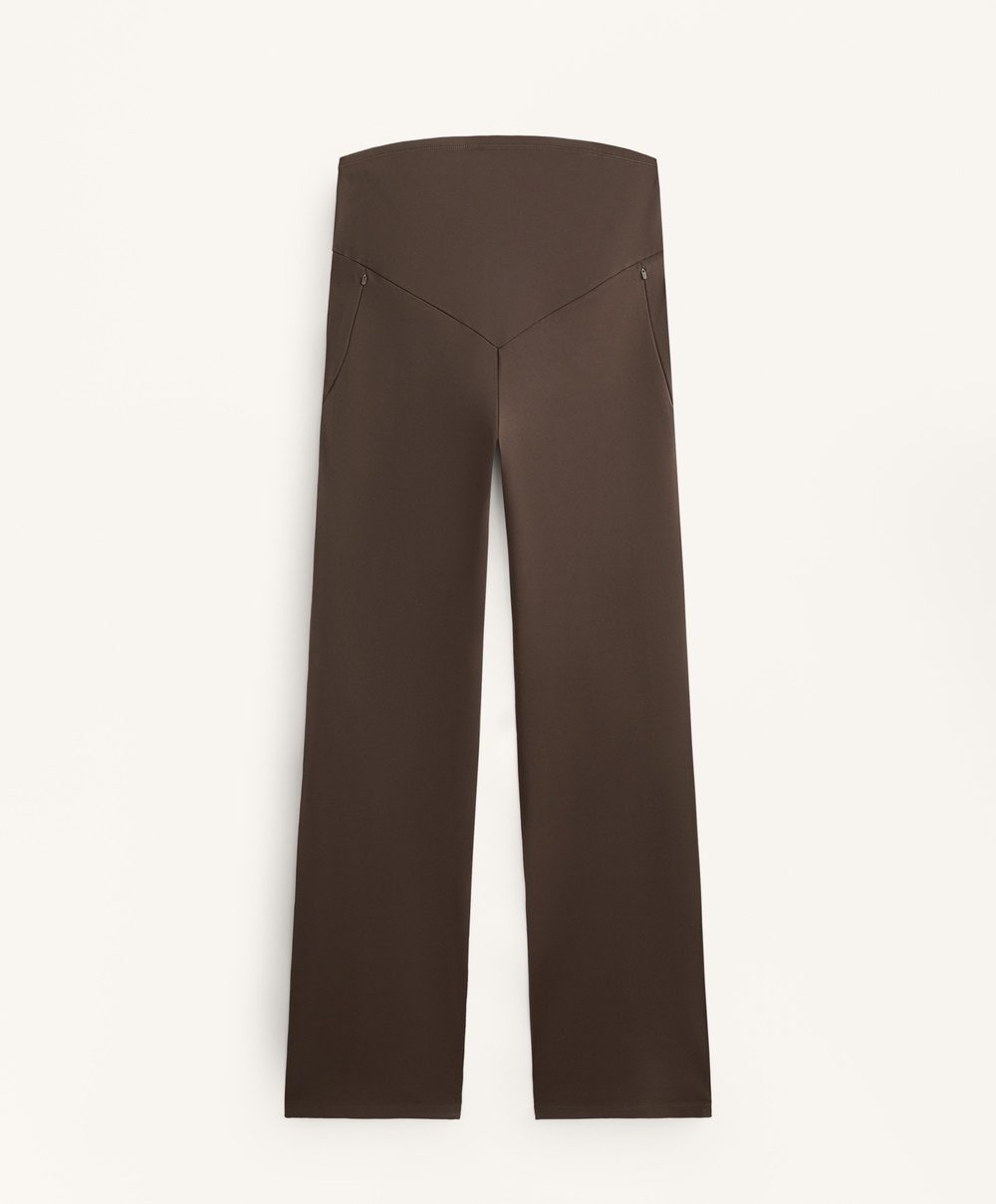 OYSHO Теплые расклешенные брюки для беременных, темно-коричневый