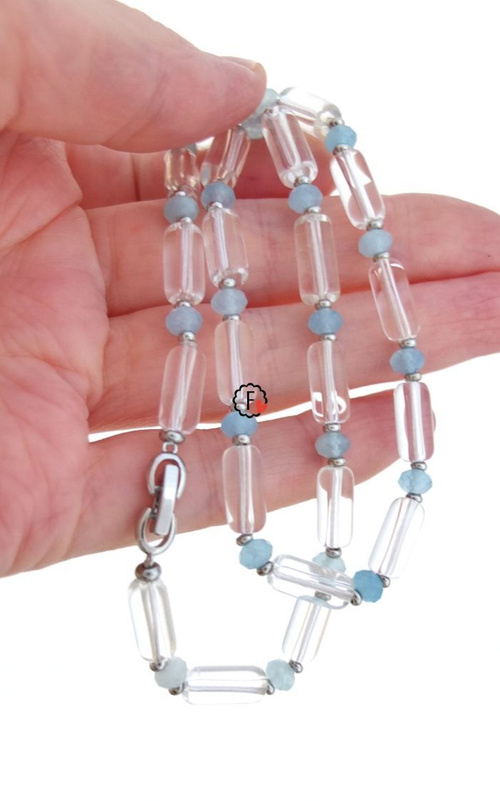 Бусы из горного хрусталя и аквамарина