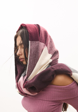 STRADIVARIUS Клетчатый шарф, бургунди