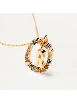 Колье Буква R серебро 925 пробы покрытое золотом