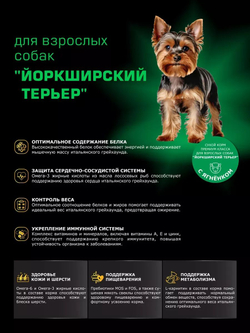 Корм сухой для взрослых собак породы Йоркширский терьер, с ягненком, 2,5 кг, QUATTRO