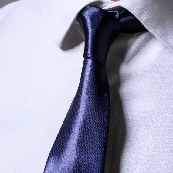 Галстук синий в красную крапинку