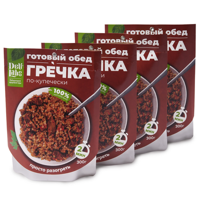 Готовое блюдо Гречка по-купечески пакет 300 г DeliLabs 4шт*300г 1,2кг