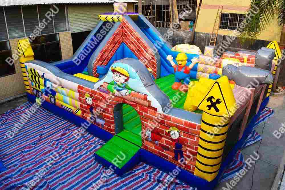 Коммерческий надувной батут "Строители 2" 10*8*5