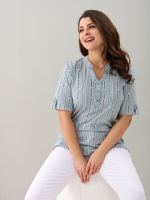 Блузка БЛ-122/шалфей-полоскабуквы