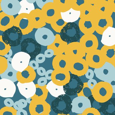 Принт с абстрактными формами на синем фоне