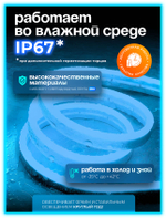 Неоновая светодиодная лента PJShop 4м, 8х16мм, 220В, IP 67, гибкий неон, синий, кратность реза 10 см