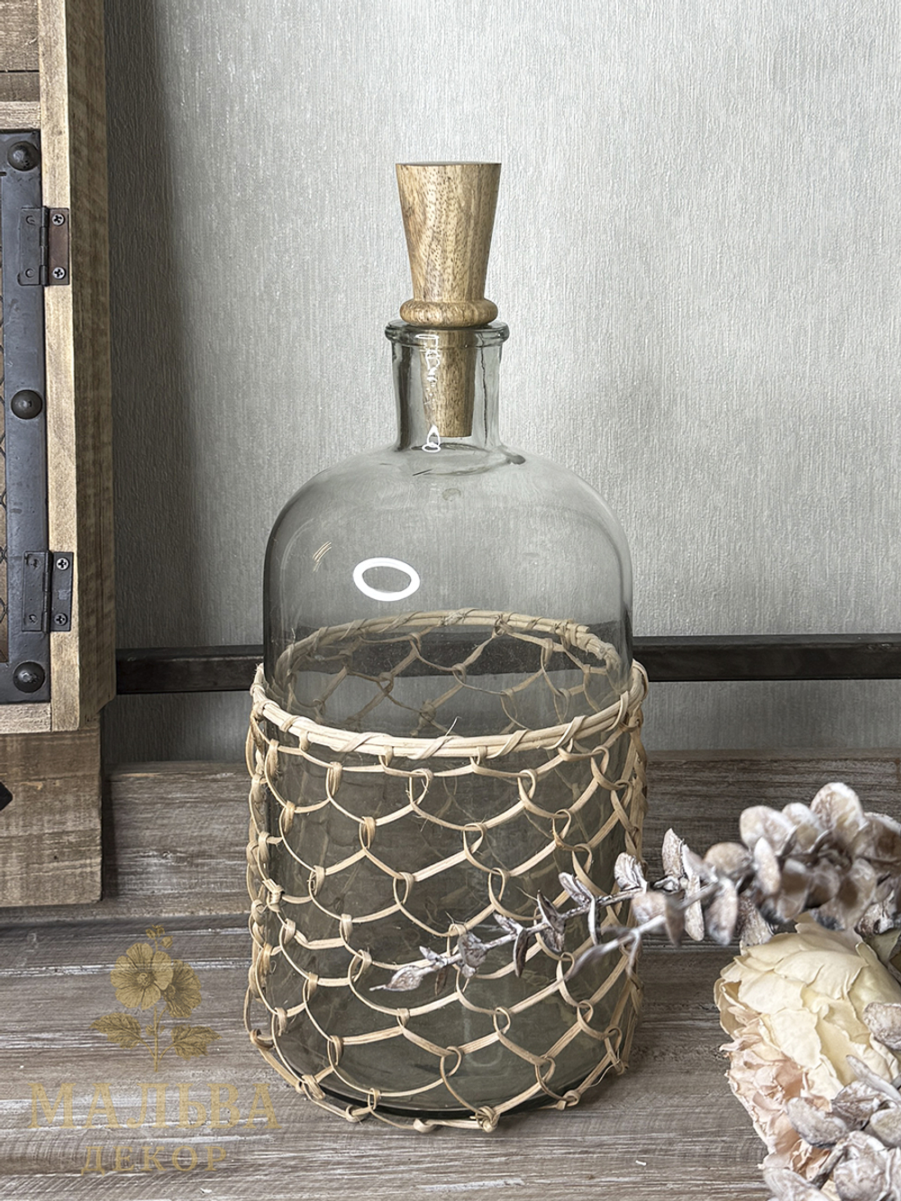 Бутылка декоративная "Флинт" стекло 15x15x32см от J-LINE
