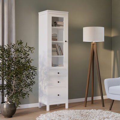 Шкаф-витрина Хемнэс/Кымор, 3 ящика, 49х198х37см, белый